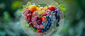 Colorful Heart-Healthy Harvest. Concept Healthy Recipes, Seasonal Fruits, Colorful Veggies,