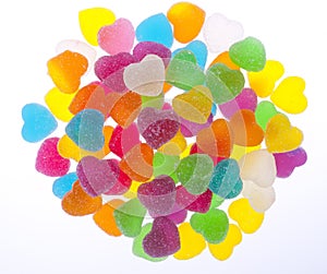 Colorful Heart Jelly in White Background