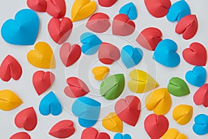 Colorful heart paper isolate on white background