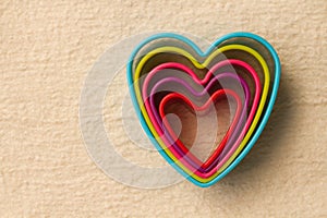 Colorful heart shaped on fleece