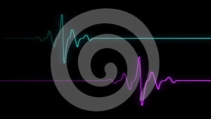 Colorful heartbeat rate and pulse on black screen, seamless and loop motion animate footage