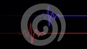 Colorful heartbeat rate and pulse on black screen, seamless and loop motion animate footage