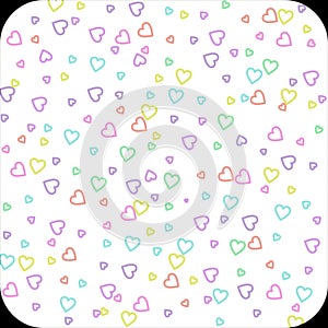 Colorful hearts pattern drawn on abstract background, graphic design illustration wallpaper