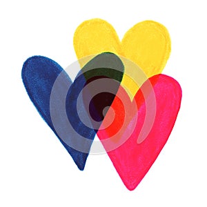 Colorful hearts risograph retro illustration