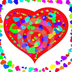 Colorful hearts on white background ,abstract wall paper
