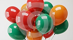 Bundle of Bright Helium Balloons Floating on White Surface