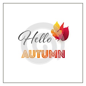 Colorful Hello Autumn Card Layout, Creative Design with Red and Golden Fallen Autumn Leaves - Multi Purpose Template