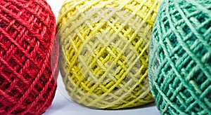 Colorful hemp rope rolls