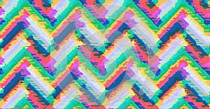 Colorful herringbone zigzag glitch pattern