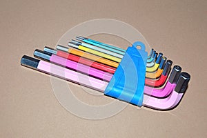 Colorful Hex keys on the table