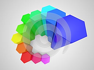 Colorful hexagon 3d chart