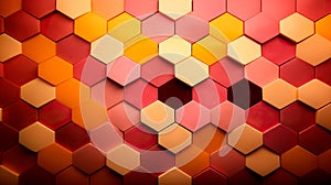 Colorful hexagonal 3d shape texture background.Blonde yellow, beige, and candy pink,color palette