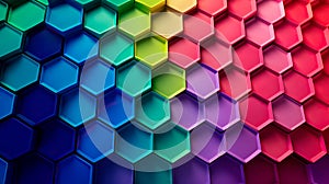 Colorful hexagonal 3d shape texture background. Periwinkle, pink, and lime color palette