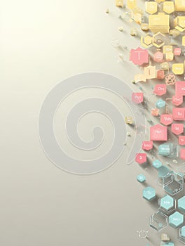 Colorful Hexagonal Shapes Create a Visually Striking Composition on a Light Background