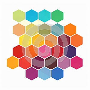 Colorful Hexagons Icon: Warm Tonal Range, Vibrant Spectrum Colors