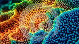 colorful high detailed macro image of sea corals, vivid multicolor textured wallpaper background of sea life corals reef