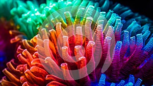 colorful high detailed macro image of sea corals, vivid multicolor textured wallpaper background of sea life corals reef