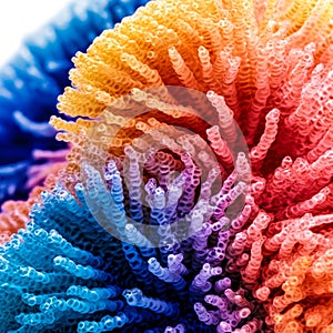 colorful high detailed macro image of sea corals, vivid multicolor textured wallpaper background of sea life corals reef