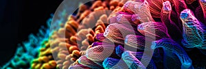 colorful high detailed macro image of sea corals, vivid multicolor textured wallpaper background of sea life corals reef