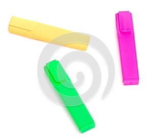 Colorful highlighter markers in various colors