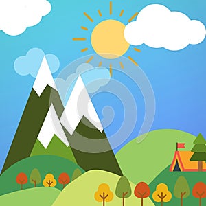 Colorful hills and mountains illustration