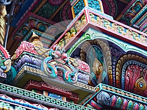 The Colorful Hindu Temple in Bangkok , Thailand