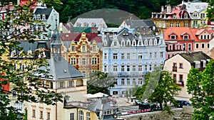 Colorful Historic Buildings, Karlovy Vary, Czech Republic