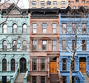 Colorful historic buildings in Manhattan New York City