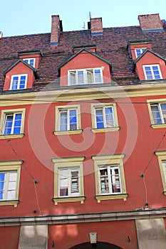 Colorful, historical Market square tenements in Wroclaw, Poland, Europe