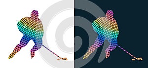 Colorful Hockey Player Silhouette. Isolated vector colored images. Abstract vector image of sportsmen.