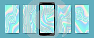 Colorful holographic background collection for mobile screensaver.