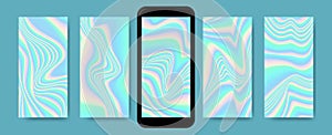 Colorful holographic background collection for mobile screensaver.