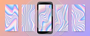 Colorful holographic background collection for mobile screensaver.