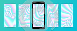 Colorful holographic background collection for mobile screensaver.