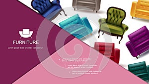 Colorful Home Furniture Objects Composition