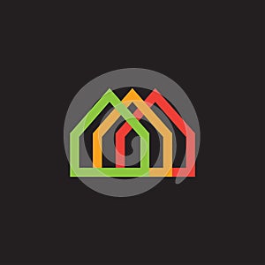 Colorful home geometric line symbol decoration vector