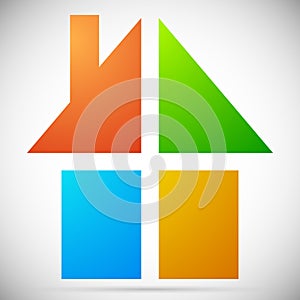 Colorful home, house icons, logos to illustrate real estate,