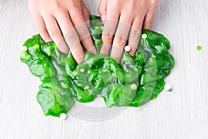 Colorful of Homemade Toy Called Slime, Kids having fun and being