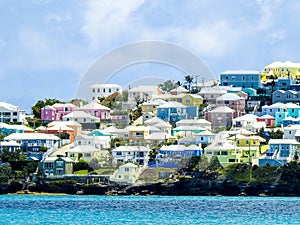 Colorful Homes in Bermuda Against the Turquoise Sea