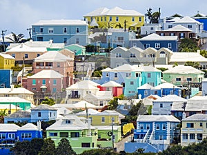 Colorful Homes in Bermuda on a Hilltop