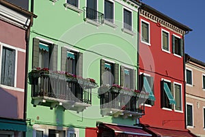Colorful homes and buildings in Burano Venice Italy