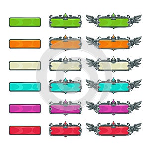 Colorful horizontal buttons for game or web design.