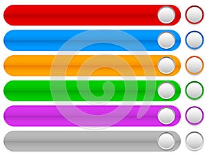 Colorful horizontal, long buttons, banners with rounded corners