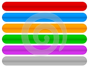 Colorful horizontal, long buttons, banners with rounded corners