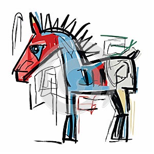 Colorful Horse Art Inspired By Jonathan Meese And Jean-michel Basquiat