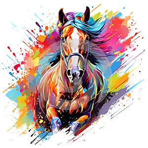 Colorful horse on clean background, DTG Printing, DTF Transfer, Sublimation designs, Wild Animals. Illustration, Generative AI