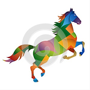 Colorful horse, isolated on a white background. Vector illustration.