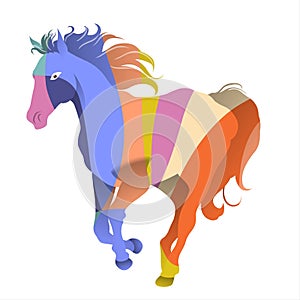 Colorful horse isolated on a white background. Vector illustration for your design