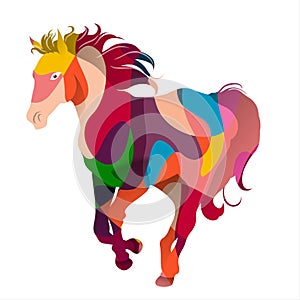 Colorful horse isolated on a white background. Vector illustration for your design