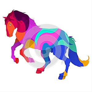 Colorful horse on white background. Vector illustration.